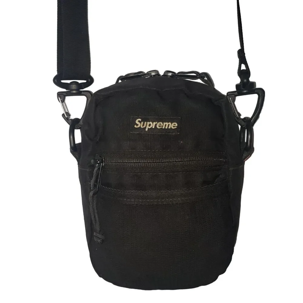 SUPREME SS17 Black Cross Body Nylon Bag Unisex Hiking Camping